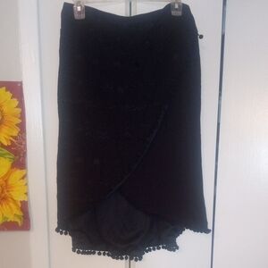 Lane Bryant Black Midi Wrap Skirt Asymmetrical